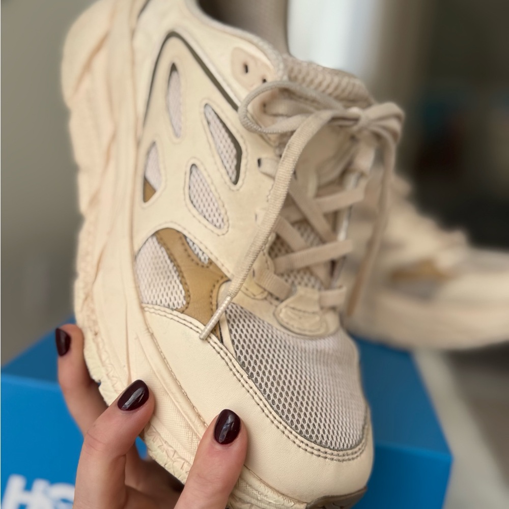 Hoka One One Cream Athletic Shoes